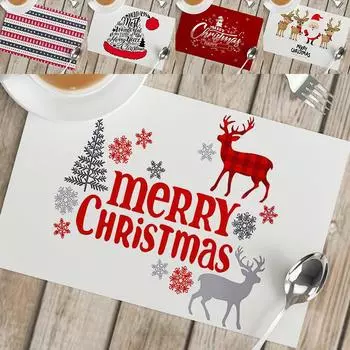 Рождественские украшения с оленями, снеговиком, Санта-Клаусом, водонепроницаемый настольный коврик, товары для дома