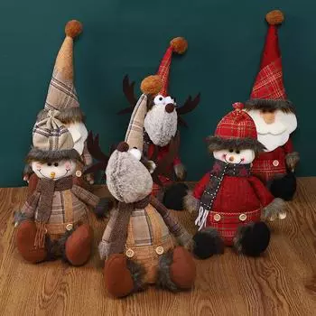 Рождественские украшения с оленями, снеговиком, Санта-Клаусом, сидячие куклы, украшения, украшения Navidad, с Рождеством