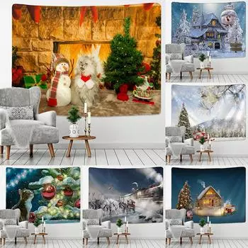 Рождественские украшения с рисунком гобелена для дома, гостиной, спальни, украшения стены, фон, тканевый гобелен 100x75cm