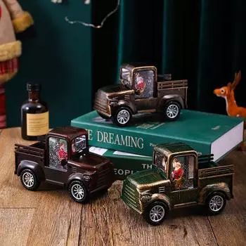 Рождественские украшения Санта-Клаус за рулем автомобиля, украшение, наполненное водой, ветряной светильник, рождественский ночник, подарочное украшение для витрины