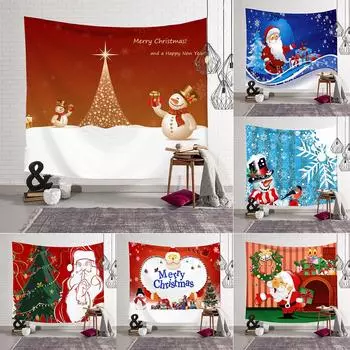 Рождественские украшения Санта-Клауса с принтом, гобелен для дома, гостиной, спальни, настенное украшение, фон, тканевый гобелен 100x75cm