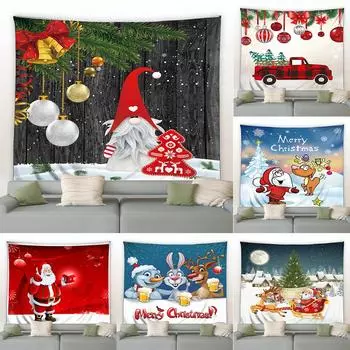 Рождественские украшения Санта-Клауса с принтом, гобелен для дома, гостиной, спальни, настенное украшение, фон, тканевый гобелен 100x75cm
