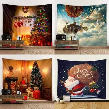 Рождественские украшения Санта-Клауса с принтом, гобелен для дома, гостиной, спальни, настенное украшение, фон, тканевый гобелен 100x75cm