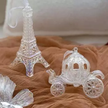 Рождественские украшения Симпатичные 3D карета Балерина Бабочка Лось Колокольчик Подвески Прозрачный Цветной Акриловый Подвесной Рождественский Елочный Подвесной Украшения Для Дома A