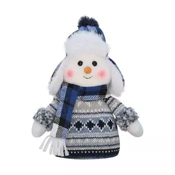 Рождественские украшения, Синяя тканевая кукла, Симпатичные украшения в виде снеговика на лыжных качелях, Елочные украшения, Качающиеся елочные украшения One Size