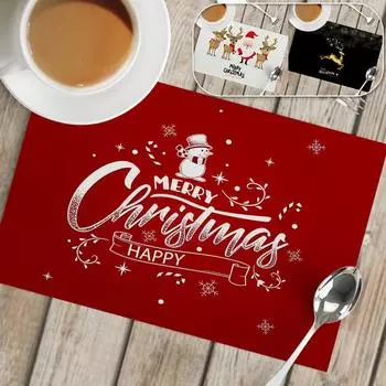 Рождественские украшения Снеговик Олень Санта-Клаус Водонепроницаемый настольный коврик Товары для дома