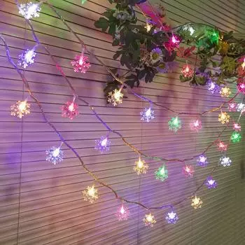 Рождественские украшения Снежинка Гирлянда Рождественская гирлянда Праздничный светодиодный свет Pink Warm