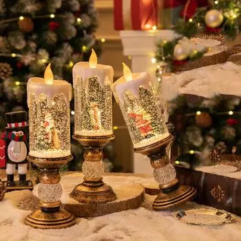 Рождественские украшения, свечи, рождественские хрустальные огни, снег, детские дни рождения, рождественские подарки, декорации для сцен One Size