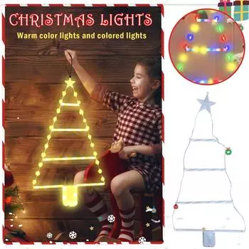 Рождественские украшения Светодиодные рождественские лестничные огни, светодиодное рождественское освещение, работающее от батареек с таймером, 8 режимов подвесного рождественского украшения One Size