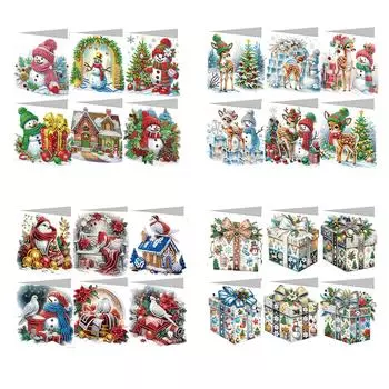 Рождественские украшения своими руками, поздравительные открытки с изображением мультфильмов в виде бриллиантов, подарочные поздравления, картины с украшениями ручной работы One Size