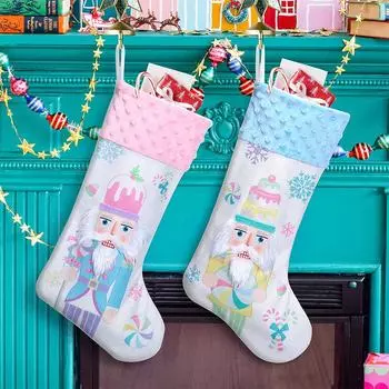 Рождественские украшения Товары для украшения рождественского носка с принтом Щелкунчика синий