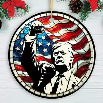 Рождественские украшения Трампа. Подвесное украшение на рождественскую елку в стиле Трампа. 2D акриловая подвеска для праздничного домашнего декора. разноцветный