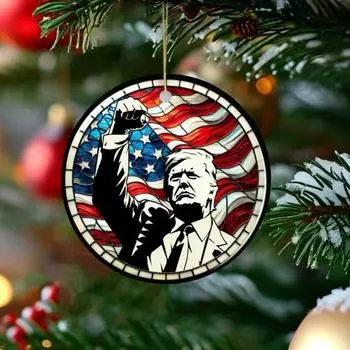 Рождественские украшения Трампа. Подвесное украшение на рождественскую елку в стиле Трампа. 2D акриловая подвеска для праздничного домашнего декора.