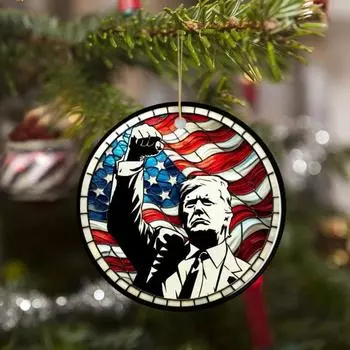 Рождественские украшения Трампа. Подвесное украшение на рождественскую елку в стиле Трампа. 2D акриловая подвеска для праздничного домашнего декора. разноцветный
