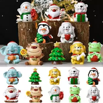 Рождественские украшения, украшения из смолы, елочные украшения, забавные рождественские фигурки в форме животных для рождественских вечеринок One Size