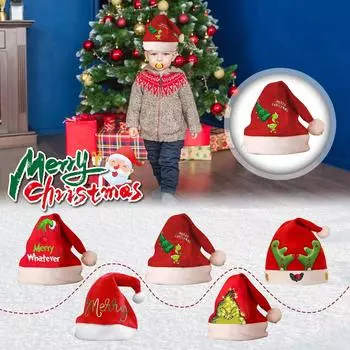 Рождественские украшения, утолщенная манжета, рождественская шапка с зелеными волосами, детская взрослая, двухсторонняя бархатная шапка One Size