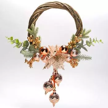 Рождественские украшения, Венки, Подвески на дверь, Подвески на стену, Искусственные цветы премиум-класса в виде полукольца, Цветы в скандинавском стиле, легкая роскошь 45X60cm (30 turns) розового золота