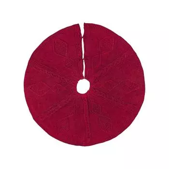 Рождественские украшения Вязаная однотонная юбка-елка Юбка-елка Юбка-елка Украшения для рождественской елки One Size красный