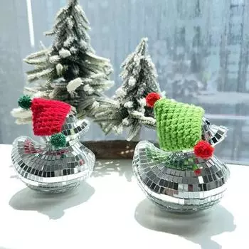 Рождественские украшения в стиле диско-утка, отражающий зеркальный шар, скульптура, блестящая мини-утка в стиле диско с колпаком Санты для домашнего декора, стола, кафе D