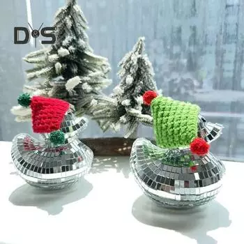 Рождественские украшения в стиле диско-утка, отражающий зеркальный шар, скульптура, блестящая мини-утка в стиле диско с колпаком Санты для домашнего декора, стола, кафе D