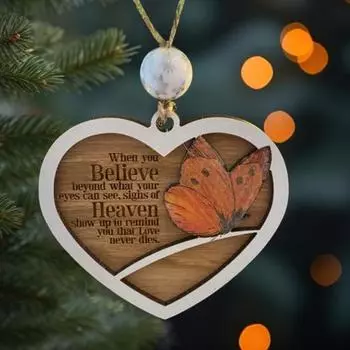 Рождественские украшения в виде бабочки, памятная бабочка с небес, рождественская елка, подвесная табличка в форме сердца, сувенир для украшения домашней вечеринки A