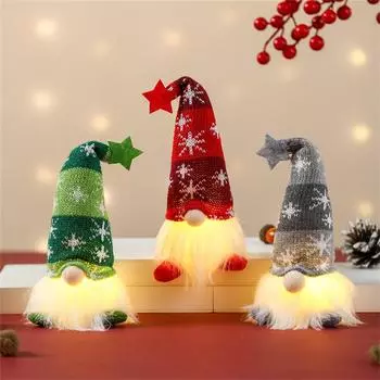 Рождественские украшения в виде безликого старика, пятиконечная звезда в шляпе с лампой, подвесная нога, кукла, подарки One Size зелёный