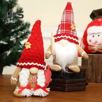 Рождественские украшения в виде гнома, ручная работа, фигурка пряничного гнома, рождественская плюшевая кукла для дома, кухни, фермерского дома, многоярусный поднос, декор Men