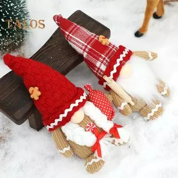 Рождественские украшения в виде гнома, ручная работа, фигурка пряничного гнома, рождественская плюшевая кукла для дома, кухни, фермерского дома, многоярусный поднос, декор Men