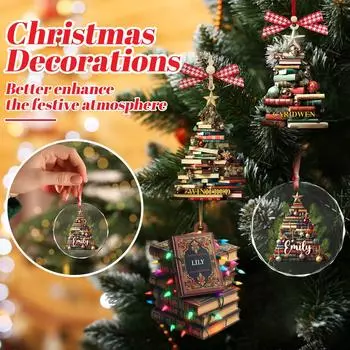 Рождественские украшения в виде книжного червя 2D Flat, Рождественские украшения для книжной полки, Подарок для влюбленных, учителей чтения, библиотекарей, друзей-книжных фанатов, Подарки на память One Size