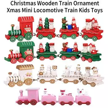 Рождественские украшения в виде поезда Санта-Клаус/Снеговик/Медведь Веселые рождественские украшения Деревянные милые сувениры на рождественскую вечеринку