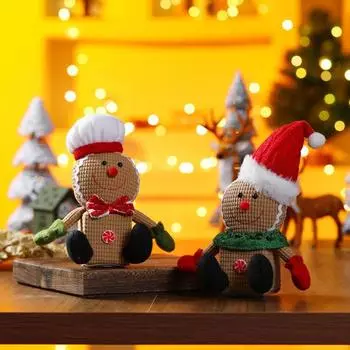 Рождественские украшения в виде пряничного человечка, светящиеся пряничные человечки, плюшевые игрушки на Рождество красный