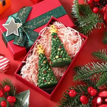 Рождественские украшения в виде солений, 3D мини-фигурка в форме рождественской елки, смоляной огурец, сложенный в стопку, подвесное украшение для дерева зелёный