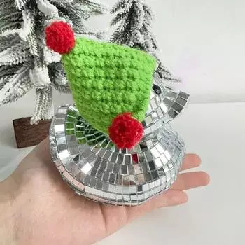 Рождественские украшения в виде утки в стиле диско, отражающий зеркальный шар, скульптура, блестящая мини-утка в стиле диско в шапке Санты C