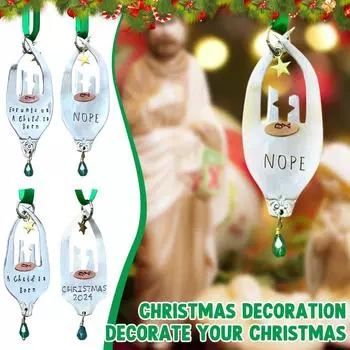 Рождественские украшения в виде вилки, рождественские украшения для рождественской елки, уникальные рождественские украшения, забавные вилочные подвесные поделки, религиозные рождественские украшения One Size