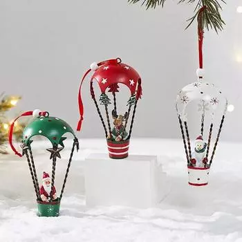 Рождественские украшения в виде воздушного шара, кованый железный подвесной парашют в виде воздушного шара, Санта/Снеговик/Олень I