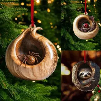 Рождественские украшения в виде животных Рождественские украшения Акриловые украшения в виде животных Новогодние украшения Рождественские подвески, стоящие на елке One Size