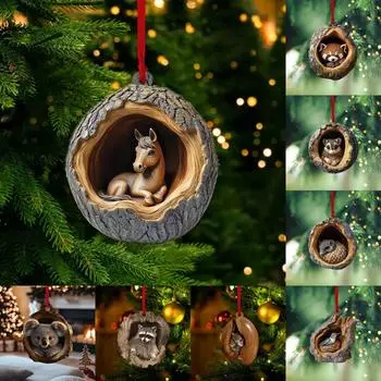 Рождественские украшения в виде животных Рождественские украшения Акриловые украшения в виде животных Новогодние украшения Рождественские подвески, стоящие на елке One Size