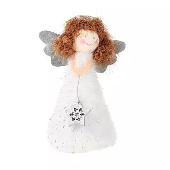 Рождественские украшения, верхушка для рождественской елки, ангел, атрибуты для вечеринок, девочка, сердце, ПВХ, плюшевая верхушка для рабочего стола белый