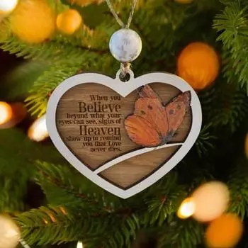 Рождественские украшения Yousheng Butterfly, мемориальная бабочка с небес, рождественская елка, подвесная табличка в форме сердца, сувенир для украшения домашней вечеринки A