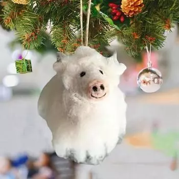 Рождественские украшения Yousheng Highland Cow, фетровые украшения Highland Cow, деревенское фермерское подвесное украшение для елки, домашний декор белый
