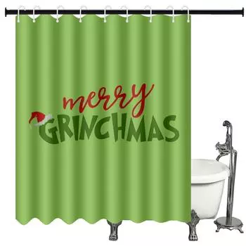 Рождественские украшения занавеска для душа 5.9x5.9 футов рождественский водонепроницаемый декор для ванной комнаты с крючками One Size