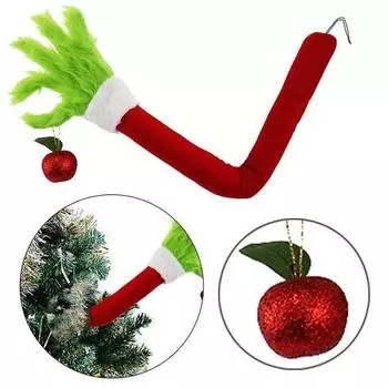 Рождественские украшения, зеленые меховые украшения для рук и ног, Рождественская елка, подвесной кулон, декор для комнаты, праздничная атмосфера, реквизит красный