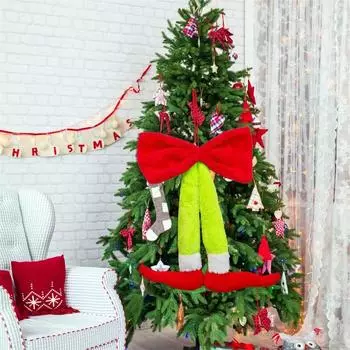 Рождественские украшения Зеленые протезы ног Ноги Клауса Бант Рождественские украшения One Size