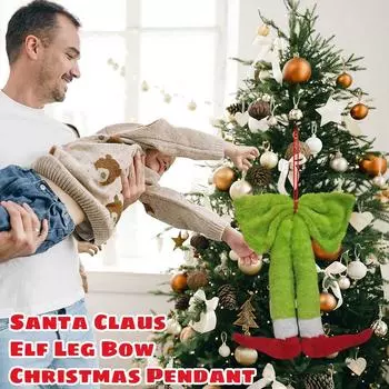 Рождественские украшения Зеленые протезы ног Ноги Клауса Бант Рождественские украшения One Size