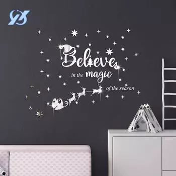 Рождественские украшения зеркало акриловые настенные наклейки комната спальня стены самоклеящиеся наклейки