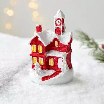 Рождественские украшения Зимний деревенский домик Снеговик Украшение на елку Миниатюрный кукольный домик Фигурки из смолы A
