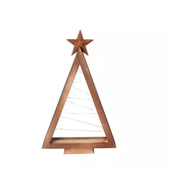 Рождественские украшенияСветящаяся деревянная рождественская елка ручной работы Настольная рождественская елка со светом для дома Кухонный стол Полка для камина One Size