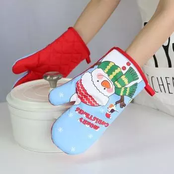 Рождественские утепленные перчатки Yousheng, термоприхватки для выпечки, дизайн с петлей для подвешивания, термостойкие кухонные перчатки для приготовления пищи, выпечки и гриля D