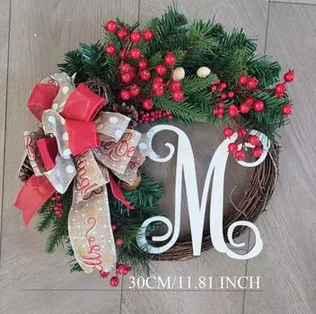 Рождественские венки для входной двери, венок с бантами из лент, искусственные листья падуба, венок для дома или улицы, рождественский декор NEWbyEnjoy 15cm