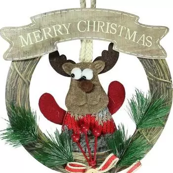 Рождественские венки, кольца из искусственной сосны, рождественская елка на входную дверь в виде оленя, упаковка из 2 шт.